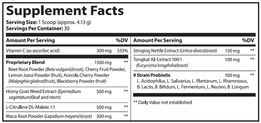 Red Boost supplement facts